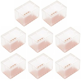 ColorfylCoco Chair Leg Cap, Clear, Rectangular, Square, Square Shape, Set of 8, Short Width 0.6 - 0.8 inches (16 - 20 mm) x Long Width 1.4 - 1.6 inches (36 - 40 mm), Compatible Chair Leg Covers, Leg Covers, Noise, Floors, Scratch-Resistant, Anti-Slip, Fe