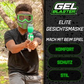 Gel Blaster Elite Face Mask - Luminous Tactical Face Mask in the Dark, Removable Safety Glasses & Adjustable Headband, Ventilated Jaw Frame Fits All Face Types - from 14 Years