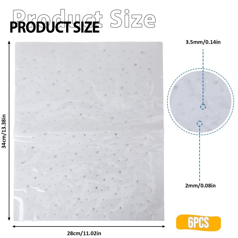 6 Sheet Iron-On Rhinestone Sheets Transfers for Clothing - Crystal