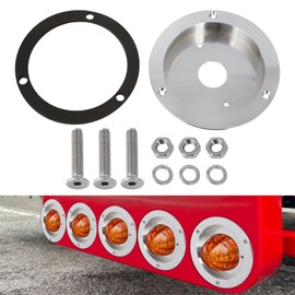 WIKIBB Round Marker Light Bezel Covers 4 Inch Aluminum Alloy Tail Light Bezel for Truck RV Trailer Watermelon Bunk Adapter Kit with Mounting Hardware 79731 Silver