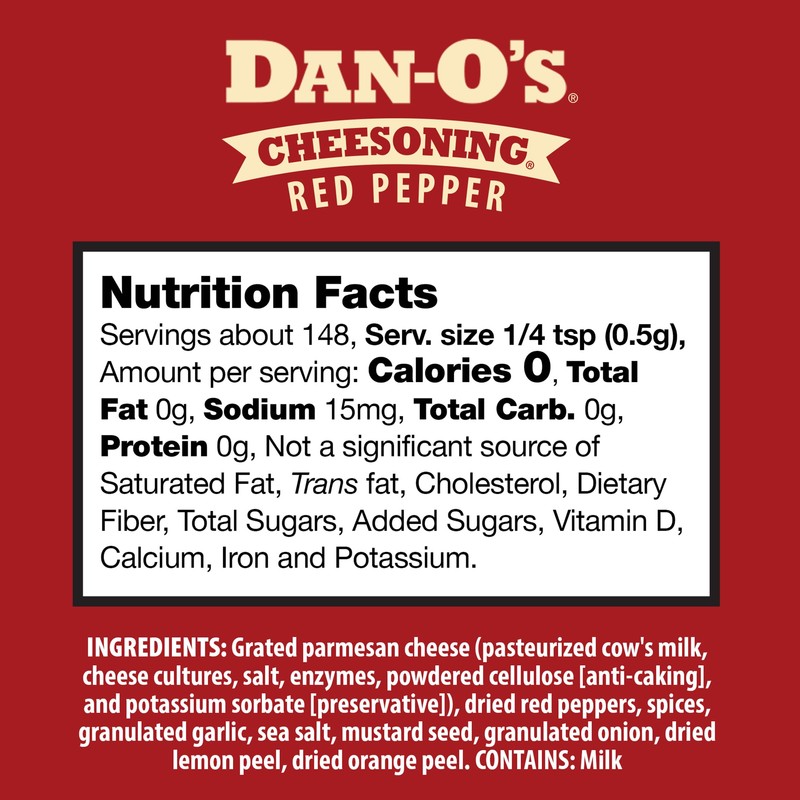 Dan-O's Red Pepper Cheesoning Seasoning, 2.6 oz Bottle, Cheesy Seasoning