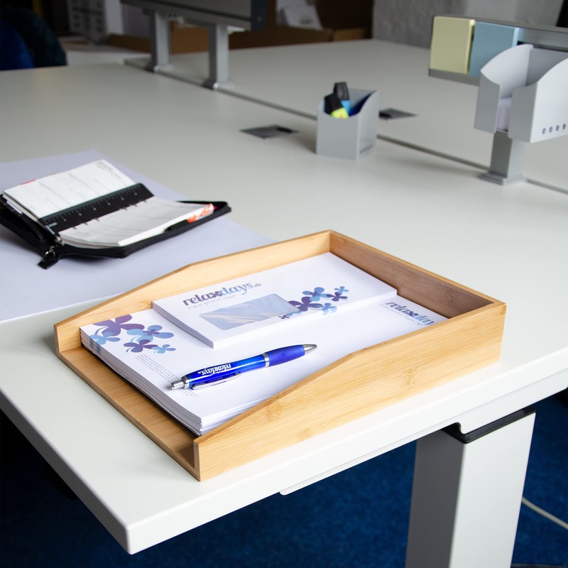 Relaxdays 10014055 Design Letter Tray 33 x 25 CM Bamboo