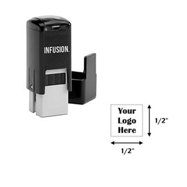 Infusion 1/2" x 1/2" Custom Self-Inking Rubber Logo Stamp - Small, Square Stamp, Orange