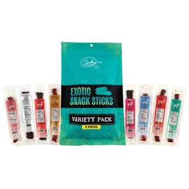 Exotic Jerky Snack Sticks and Jerky Strips Variety Pack - Venison, Elk, Bison - 8 pieces - Gluten Free, NO MSG