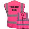 Personalised Custom Printed Pink Hi Vis Hi Viz Safety Vests Waistcoats, Ideal For Events, Schools,Medium