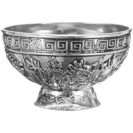 HOLIDYOYO Altar Water Bowl Silver Offering Bowl Buddhist Altar Incense Burner Treasure Basin Tibetan Buddha Offering Cup