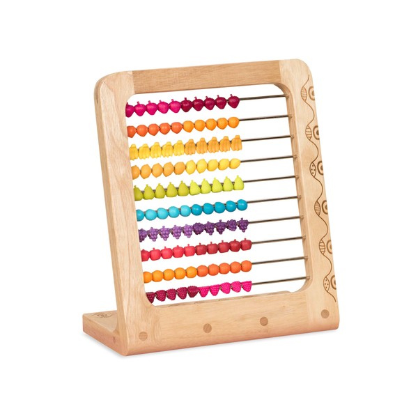 B. toys- Wooden Abacus Toy- Education Toy- Classic Wooden Math Game Toy for Early Childhood Education & Development with 100 Fruit Beads- Two-ty Fruity! -18 months +
