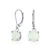 Simple Round Solitaire White Created Opal Lever back Drop Dangle