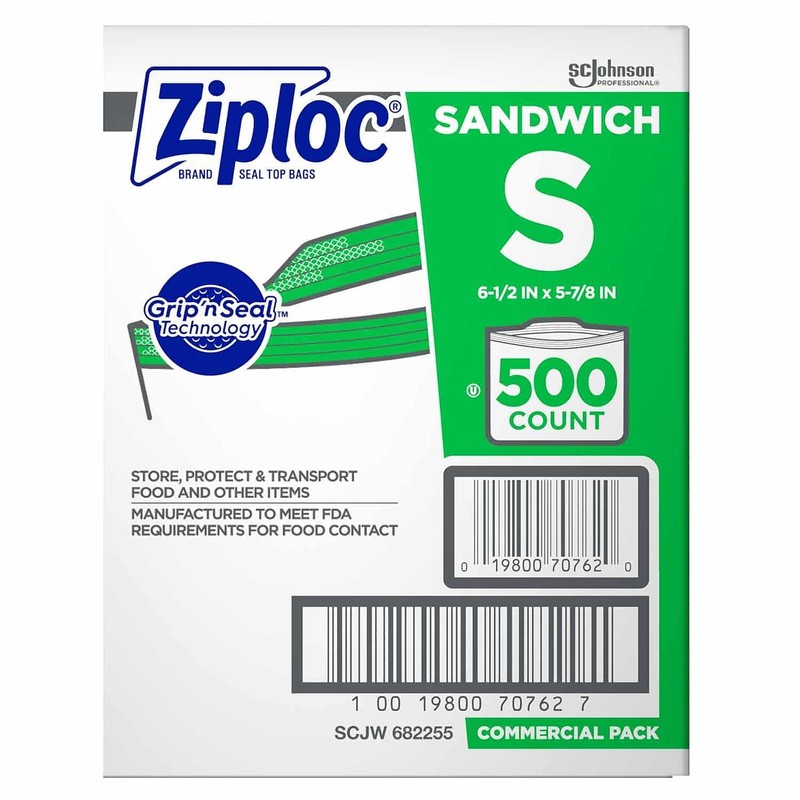 Ziploc 682255 Resealable Sandwich Bags, 1.2mil, 6 1/2 x 6,