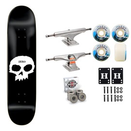 Zero Professional Skateboard Complete Single Skull 8.25" with Independent Trucks, Satori Wheels, Independent Bearings, Mounting Hardware, and Risers