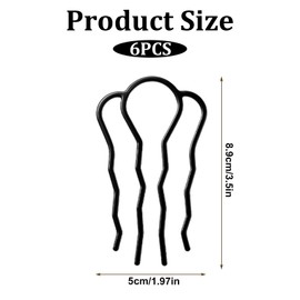 6 Piece Metal Hair Fork French Twist Comb for Updo Bun Hair Side Combs U-Shape Haire Fork Clip Hairs Styling Tool Messy Bun Maker Vintage Hairstyle Accessories for Women Hairs Accessories (Black)