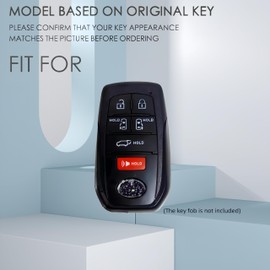 Laisiou Silicone Key Fob Cover Case for Toyota Sienna XSE Platium AWD 2021 2022 2023 2024 2025 6 Buttons Rubber Remote Keyless (Black)