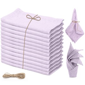 Gohytal Fabric Napkins, Linen Napkins, Reusable, Set of 12 Sustainable Linen Napkins, Fabric, Washable Napkins, Table Decoration for Kitchen, Birthday, Party, Cafe, Restaurant (Light Purple)