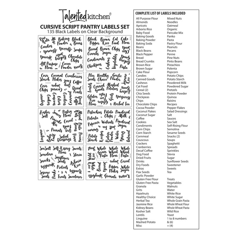 Talented Kitchen 135 Pantry & Kitchen Labels for Food Containers