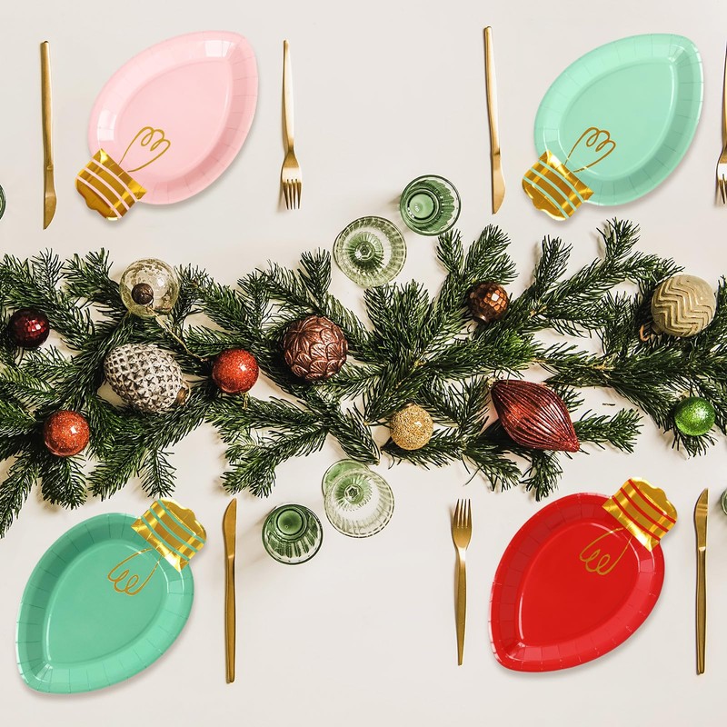 40 Pcs Christmas Paper Plate Disposable Plates Boho Gold Foil