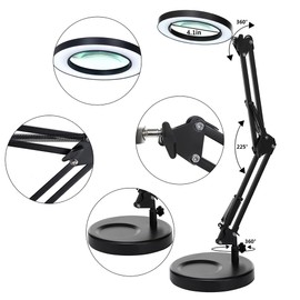10X Magnifying Glass with Light and Stand, 3 Color Modes Dimmable with 2-in-1 Magnifying Lamp, Adjustable Led Magnifying Glass with Stand for Close Work,Craft Repair,Hobby,Painting
