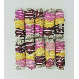 6 Pack California White Sage Smudge Sticks w/ Rose Petals 4" Negativity Removal