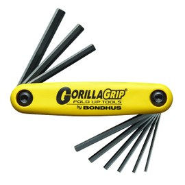 Bondhus 12589 GorillaGrip Set of 9 Hex Fold-up Keys, sizes 5/64-1/4-Inch