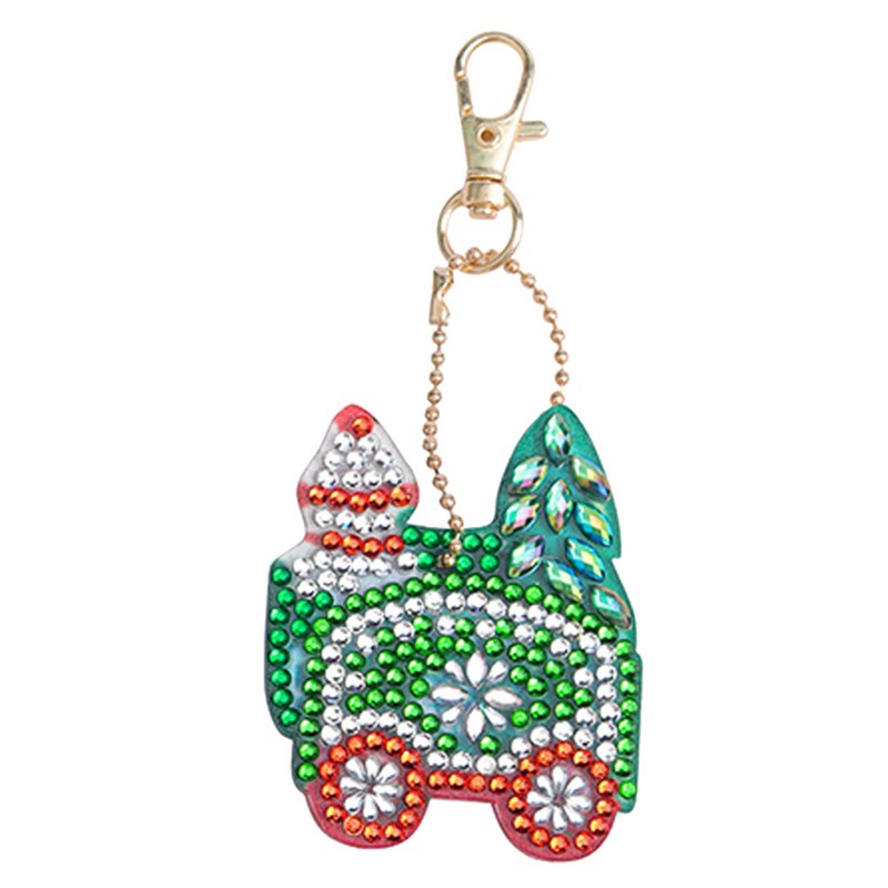 4Pcs Diamond Painting Keychain DIY Luggage Ornaments Art Crafts Christmas