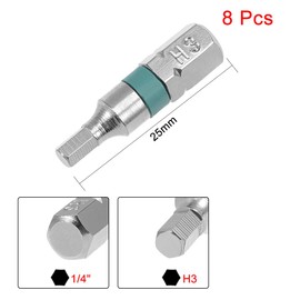 sourcing map 8pcs 25mm Long 1/4" Hex Shank H3 Hex High Quantity Screwdriver Bits S2 High Alloy Steel for Impact Driver Electric Screwdrivers and Drill