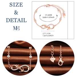 MicLee Women's Simple Bracelet Zirconia 925 Sterling Silver Allergen-Free Anchor Infinity Sign Bangle Bracelet with Gift Bag Super Gift for Mother Girlfriend, Sterling Silver, Cubic Zirconia