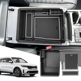 SXCY for 2024 2025 Kia Sorento Center Console Organizer for Kia Sorento 2024 2025 Accessories 2024 2025 Sorento Console Organizer Tray Armrest Storage Box (White)