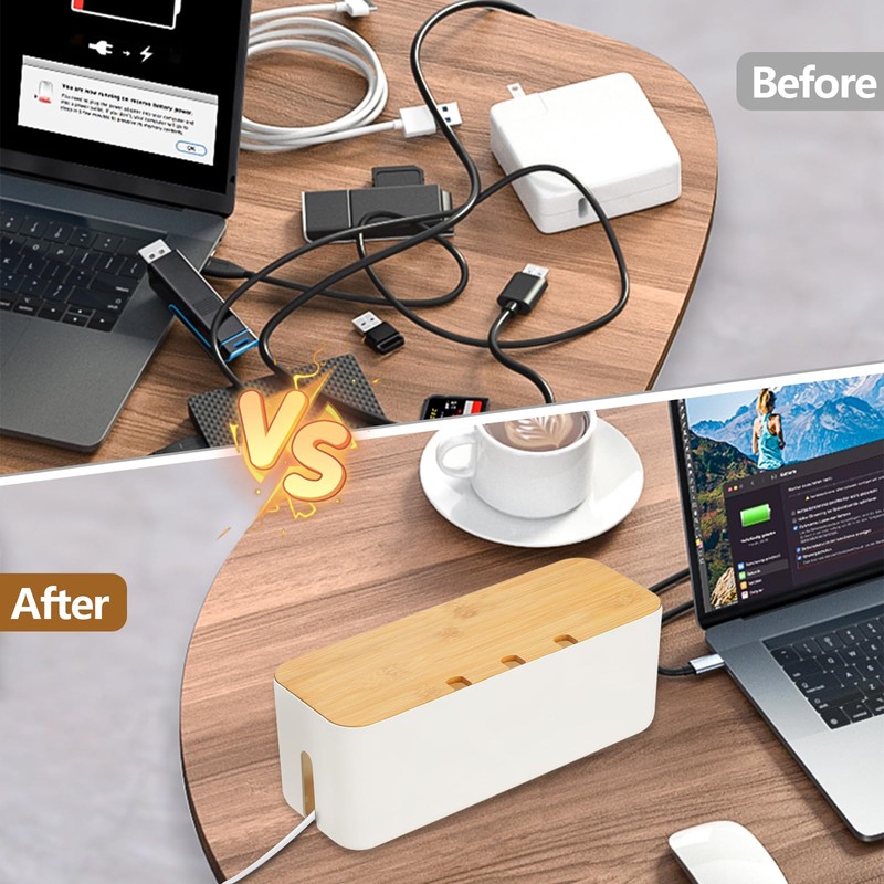 Cable Management Box, Larger Cable Tidy Box Cord Organizer Boxes