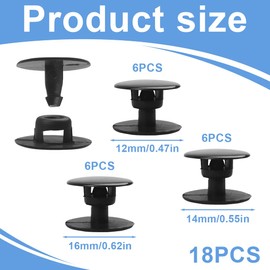 VYIBPDY 18 Pairs Croc Rivet Buttons, Plastic Poppers, Fasteners, Shoes, Pop Rivets, Repair, Decoration (12/14/16 mm), a