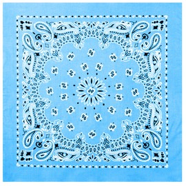 Rothco Trainmen Paisley Bandana – Multipurpose Outdoor Utility Survival Headwrap, 27" x 27", Light Blue