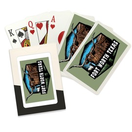 Lantern Press Fort Worth, Texas, Longhorn, Scratchboard, (52 Playing Cards, Poker Size Card Deck with Jokers)