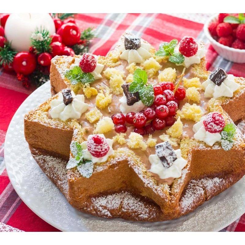 Erre4m Poinsettia Disposable 10 Star Baking Tin 26 x 6