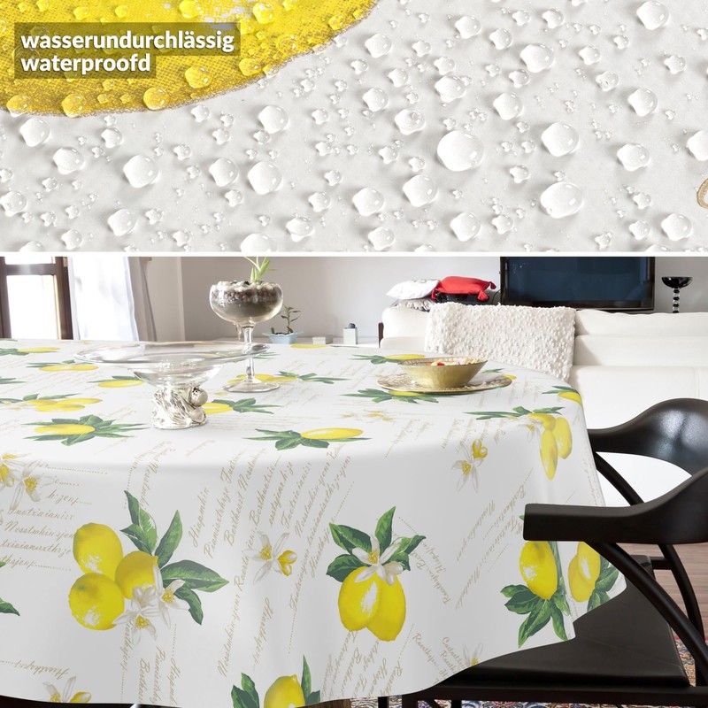 ANRO Oilcloth Tablecloth Washable Wax Tablecloth Garden Tablecloth Round Oval