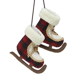 Northlight Buffalo Plaid Ice Skates Christmas Ornament - 4"