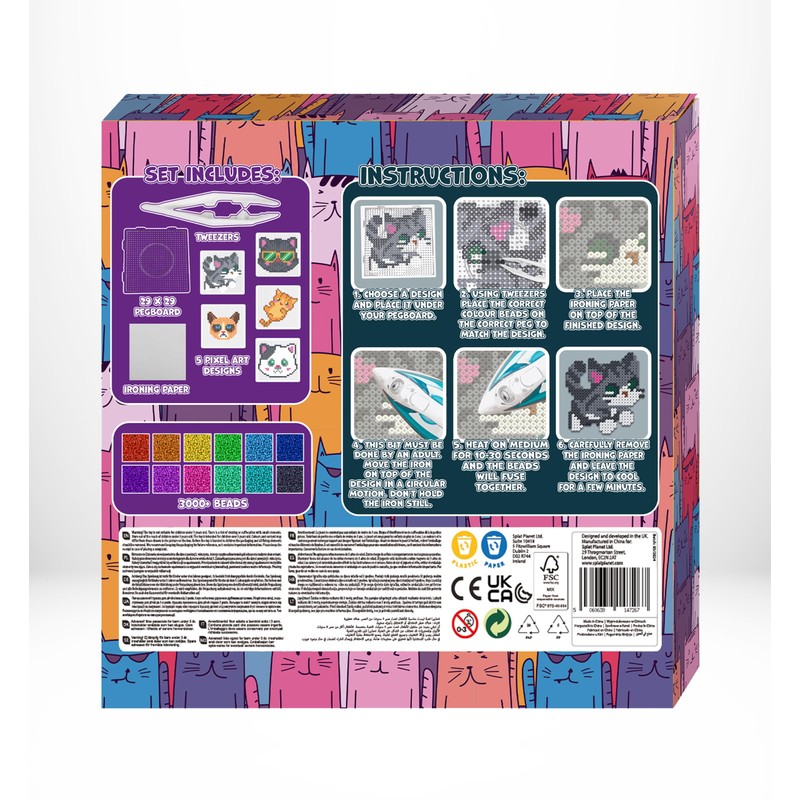 Splat Planet Cat Themed Pixel Art Melty Bead kit Fuse