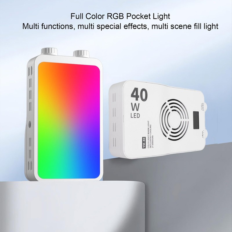 Photography Video Fill Light, 40W RGB 3000-7000K Stepless Brightness RGB