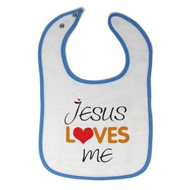 Toddler & Baby Bibs Burp Cloths Jesus Loves Me Christian God Religious Cotton Items for Girl Boy Gifts Ac White Blue Design Only