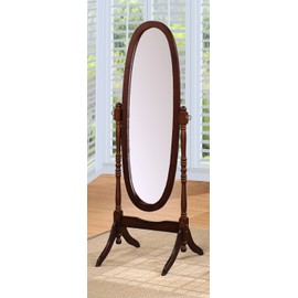 Queen Ann Style Cheval Floor Wood Mirror Espresso Finish