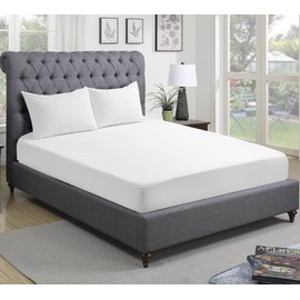 300 Thread Count 100% Pure Egyptian Cotton Bedding Fitted Sheets Stretches Up to 28cm Deep (White, Double: 137x193cm)