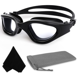 Winline Swimming Goggles for Men Women Anti-Fog UV-Protection Waterproof Clear Vision Swimming Goggles Polarised / Non-Polarised for Adults Teenagers (Clear Lens/All Black)