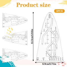 3 Stück Parabelschablone Mathe,Parabel Zeichenschablone, Kurvenschablone Zeichnen,Parabel Lineal Schablone Geometrie Kurvenschablone,Normalparabel Schablone für Studenten Büro Designer Cosinus Tangens