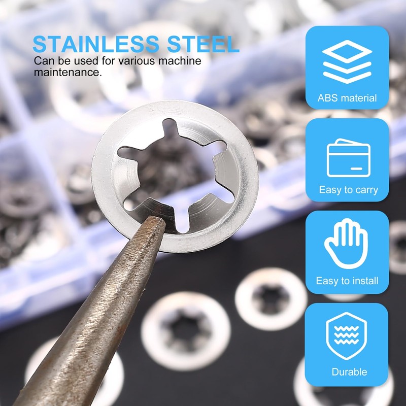 340 Pcs Starlock Washers, Internal Tooth Washers, Quick Speed Locking