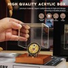 JupDec Coin Display Case, Clear Acrylic Showcase with Wood Base