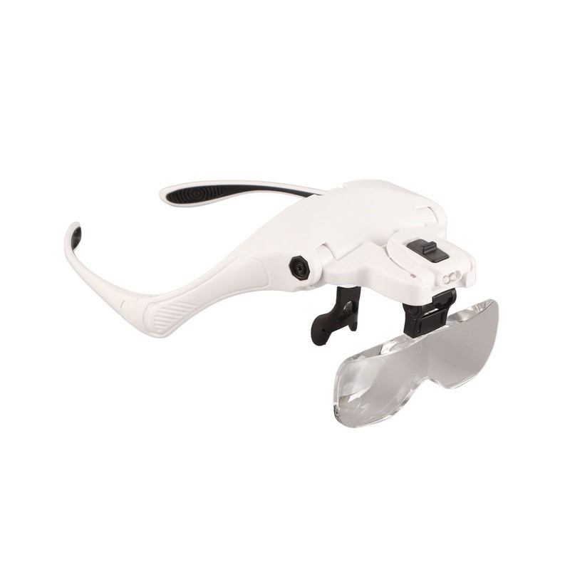Head Mounted Magnifying Glass 2pcs LED Light Adjustable Rechargeable Headband