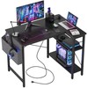 TIQLAB Small Computer Desk with Power Outlets, 40 Inch L