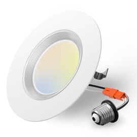 Amico 1 Pack 4 inch 5CCT LED Recessed Lighting with Night Light, 8W=60W, 700LM Can Lights with Baffle Trim, 2700K/3000K/4000K/5000K/6000K Selectable, Dimmable, Retrofit Downlight - ETL & FCC