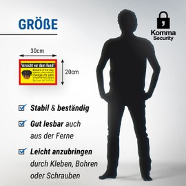 Komma Security Rottweiler Sign – Beware of the Dog – Dog Sign Notice Sign Land Multilingual – Warning Sign Deterrent Burglary Protection – Warning Rottweiler Dog