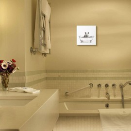 Stupell Industries Hog in Bath Tub Minimal Bathroom Sketch, Designed by Victoria Borges Art, 12 x 12, Wall Plaque