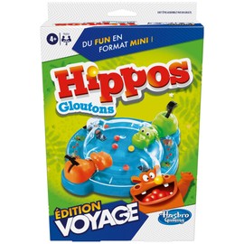 Hasbro Gaming Hippos Glutton Travel Edition Game, Portable Game for 2 Players, Travel Game for Children, Includes 2 Hippos