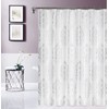 Satin Embroidered Textured Shower Curtain - Damask Design in White