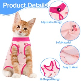 Cat Recovery Suit Female, Breathable Cat Onesie After Surgery Female for Abdominal Wounds or Skin Diseases, Surgery Recovery Suit Kitten Onesie After Spay Wear Anti Licking